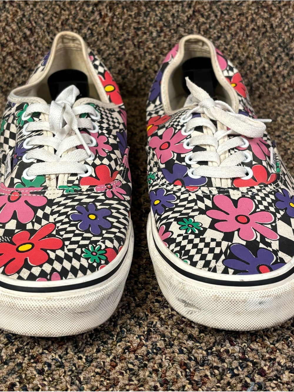 Vans Floral Checkered Canvas Sneakers - Pink, Purple, Red, Green